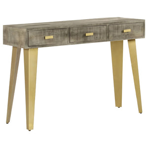 Konsolentisch Grau mit Messing 110 x 35 x 76 cm Mangoholz Massiv