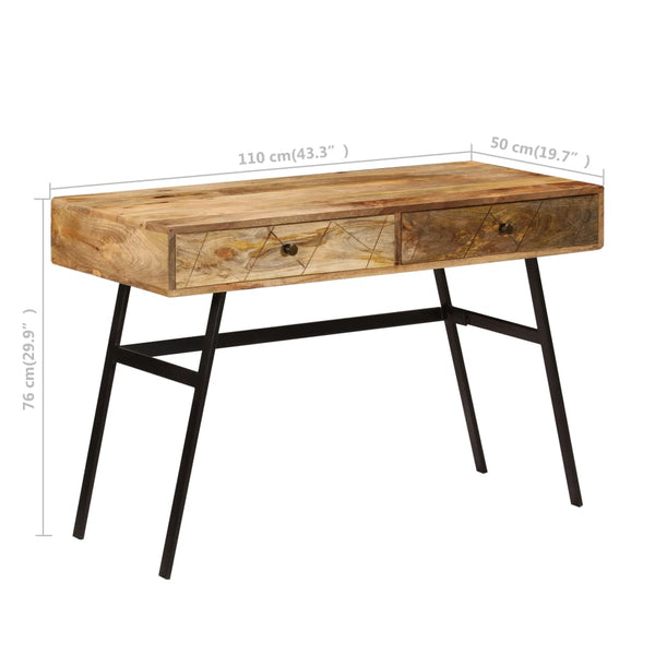 vidaXL Bureau avec tiroirs Bois de manguier massif 110x50x76 cm
