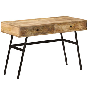 vidaXL Bureau avec tiroirs Bois de manguier massif 110x50x76 cm