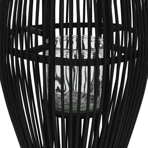 Hängender Kerzenleuchter Bambus Schwarz 60 cm