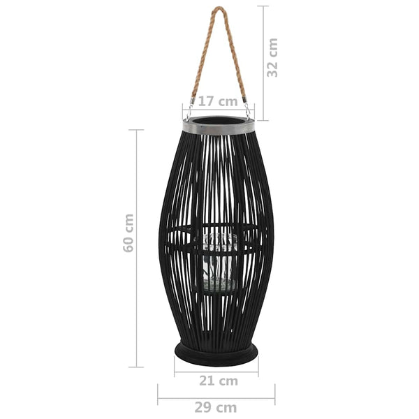 Hängender Kerzenleuchter Bambus Schwarz 60 cm