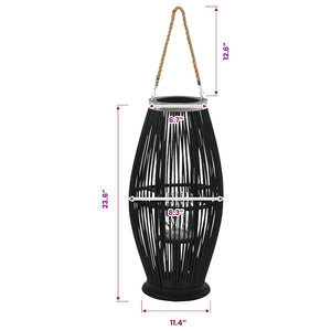 Hängender Kerzenleuchter Bambus Schwarz 60 cm