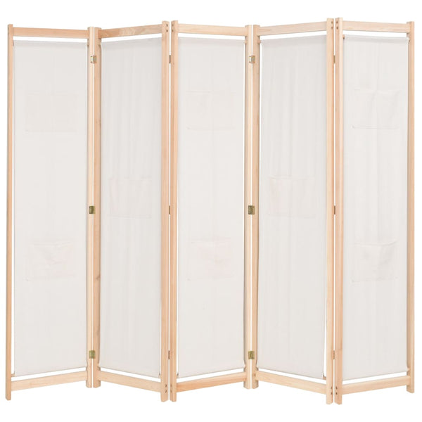 vidaXL Paravent crème 5 panneaux 200 x 170 x 4 cm Tissu