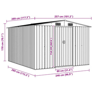 Gartenhaus 257x298x178 cm Metall Grau