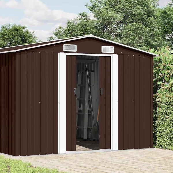Gerätehaus 257x392x181 cm Metall Braun