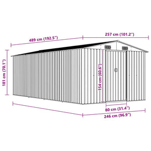 Gerätehaus 257x489x181 cm Metall Braun