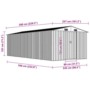 Gerätehaus 257x580x181 cm Metall Grün