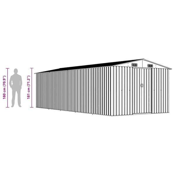 Gerätehaus 257x580x181 cm Metall Grau