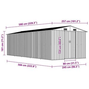 Gerätehaus 257x580x181 cm Metall Anthrazit