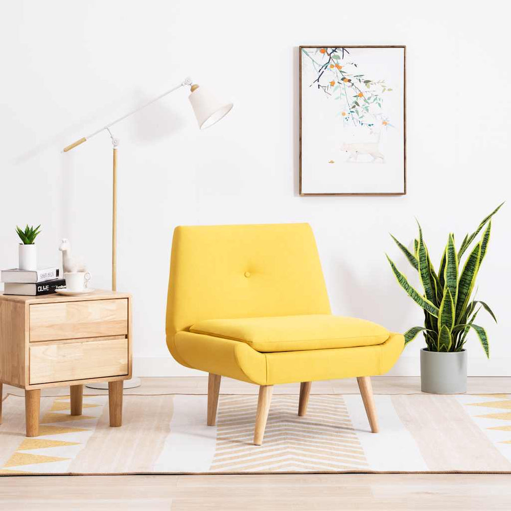 vidaXL Upholstered Chair Yellow Fabric