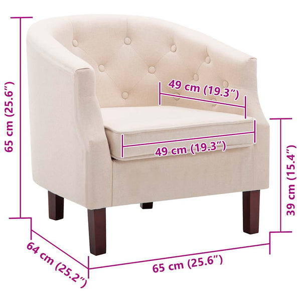 vidaXL Armchair Beige Fabric
