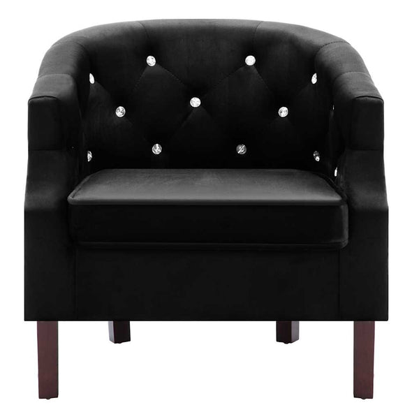 vidaXL Fauteuil Velours Noir