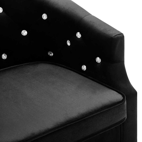 vidaXL Fauteuil Velours Noir