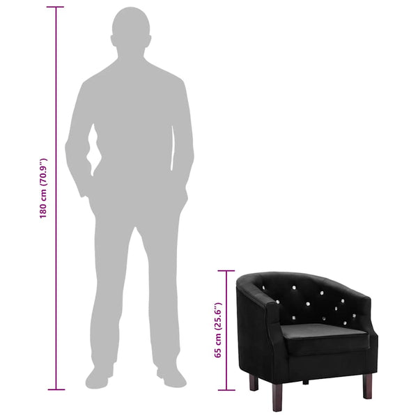 vidaXL Fauteuil Velours Noir
