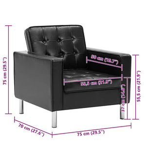 vidaXL Fauteuil noir 75x70x75 cm similicuir