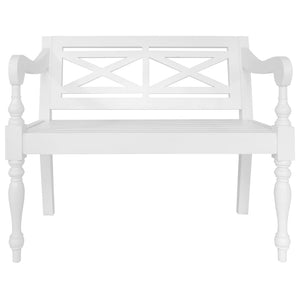 Batavia-Sitzbank 98 cm Mahagoni Massivholz Weiß