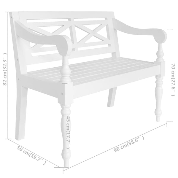Batavia-Sitzbank 98 cm Mahagoni Massivholz Weiß