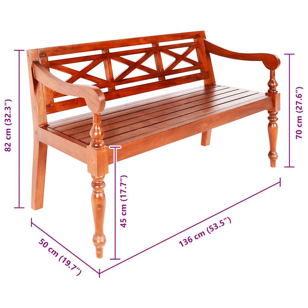 Batavia-Sitzbank 136 cm Mahagoni Massivholz Dunkelbraun