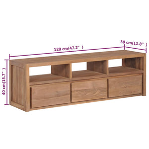 vidaXL Meuble TV en teck massif naturel 120x30x40 cm