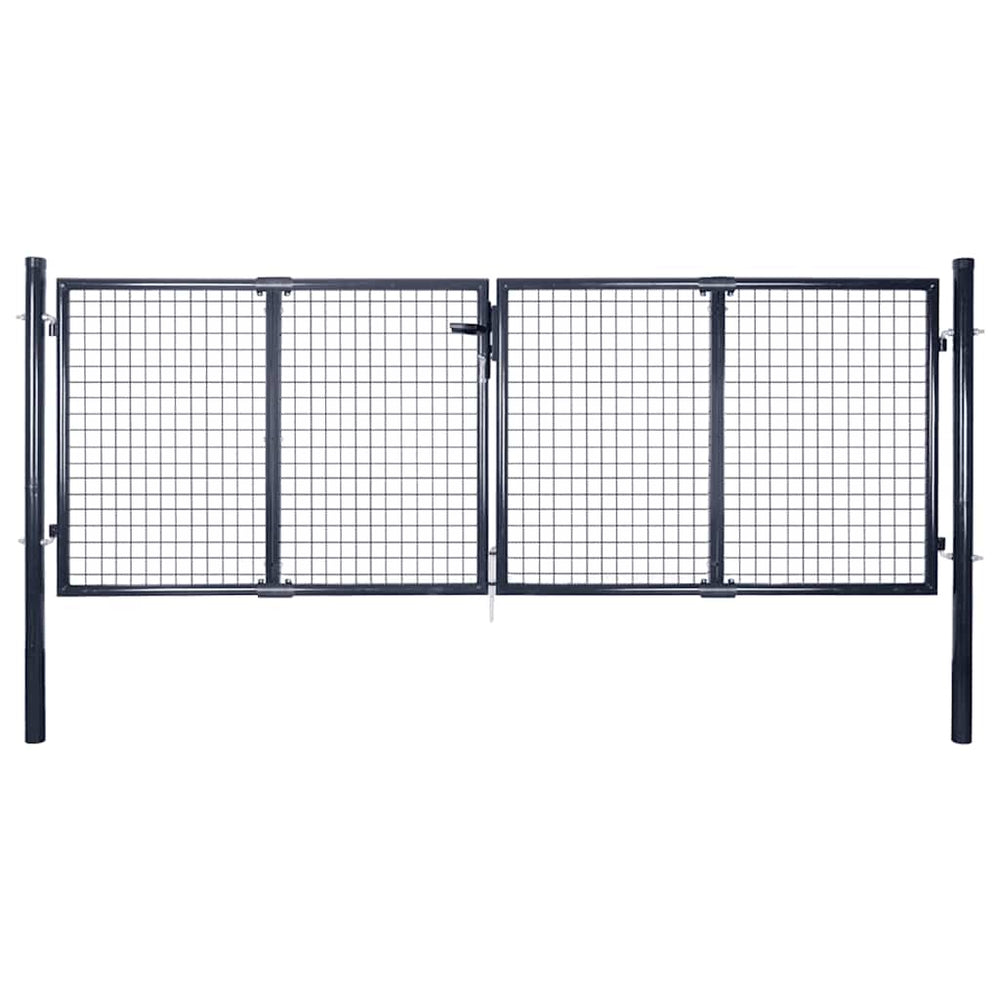 vidaXL Mesh Garden Gate Galvanized Steel 300 x 75 cm Grey