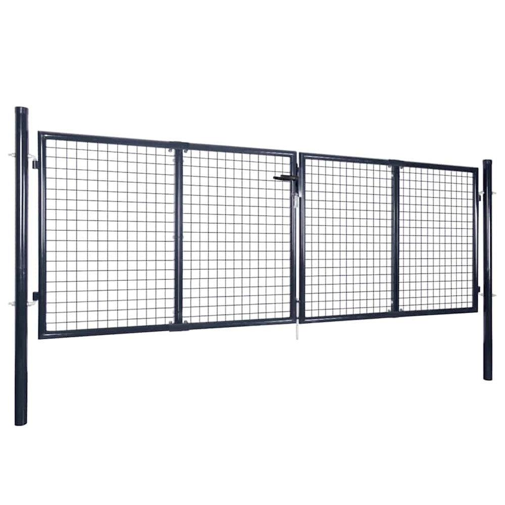 vidaXL Mesh Garden Gate Galvanized Steel 300 x 75 cm Grey