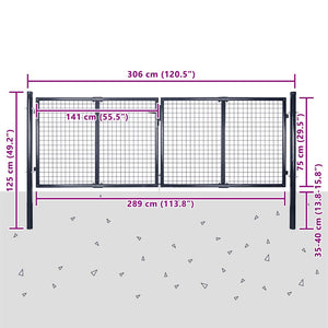 Maschen-Gartentor verzinkter Stahl 300 x 75 cm Grau
