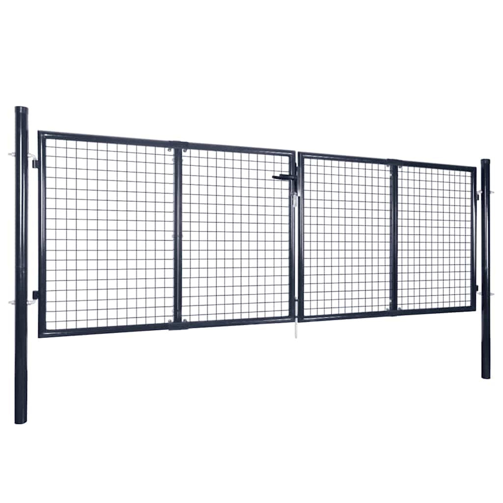 vidaXL Mesh Garden Gate Galvanized Steel 300 x 100 cm Gray
