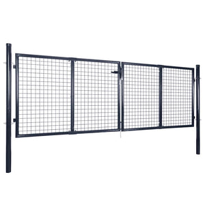 Maschen-Gartentor verzinkter Stahl 300 x 100 cm Grau