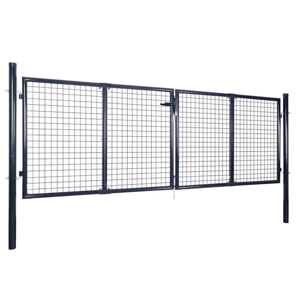 Maschen-Gartentor verzinkter Stahl 300 x 100 cm Grau