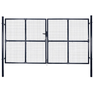 Maschen-Gartentor verzinkter Stahl 300 x 150 cm Grau