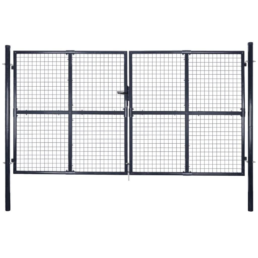 Maschen-Gartentor verzinkter Stahl 300 x 150 cm Grau