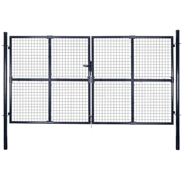 Maschen-Gartentor verzinkter Stahl 300 x 150 cm Grau
