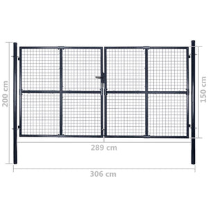 Maschen-Gartentor verzinkter Stahl 300 x 150 cm Grau