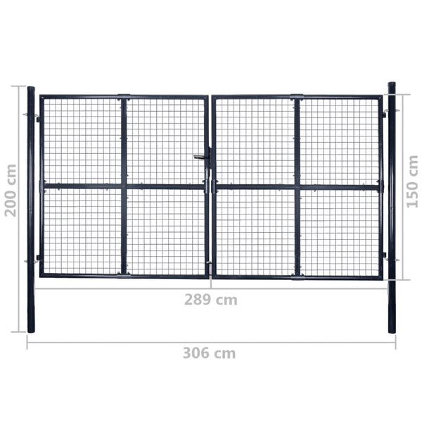 Maschen-Gartentor verzinkter Stahl 300 x 150 cm Grau