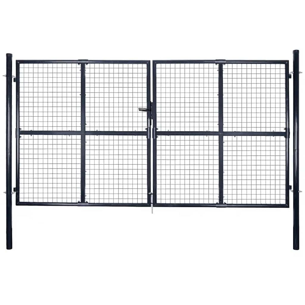 vidaXL Mesh Garden Gate Galvanized Steel 300 x 175 cm Gray