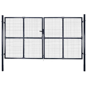 Maschen-Gartentor verzinkter Stahl 300 x 175 cm Grau