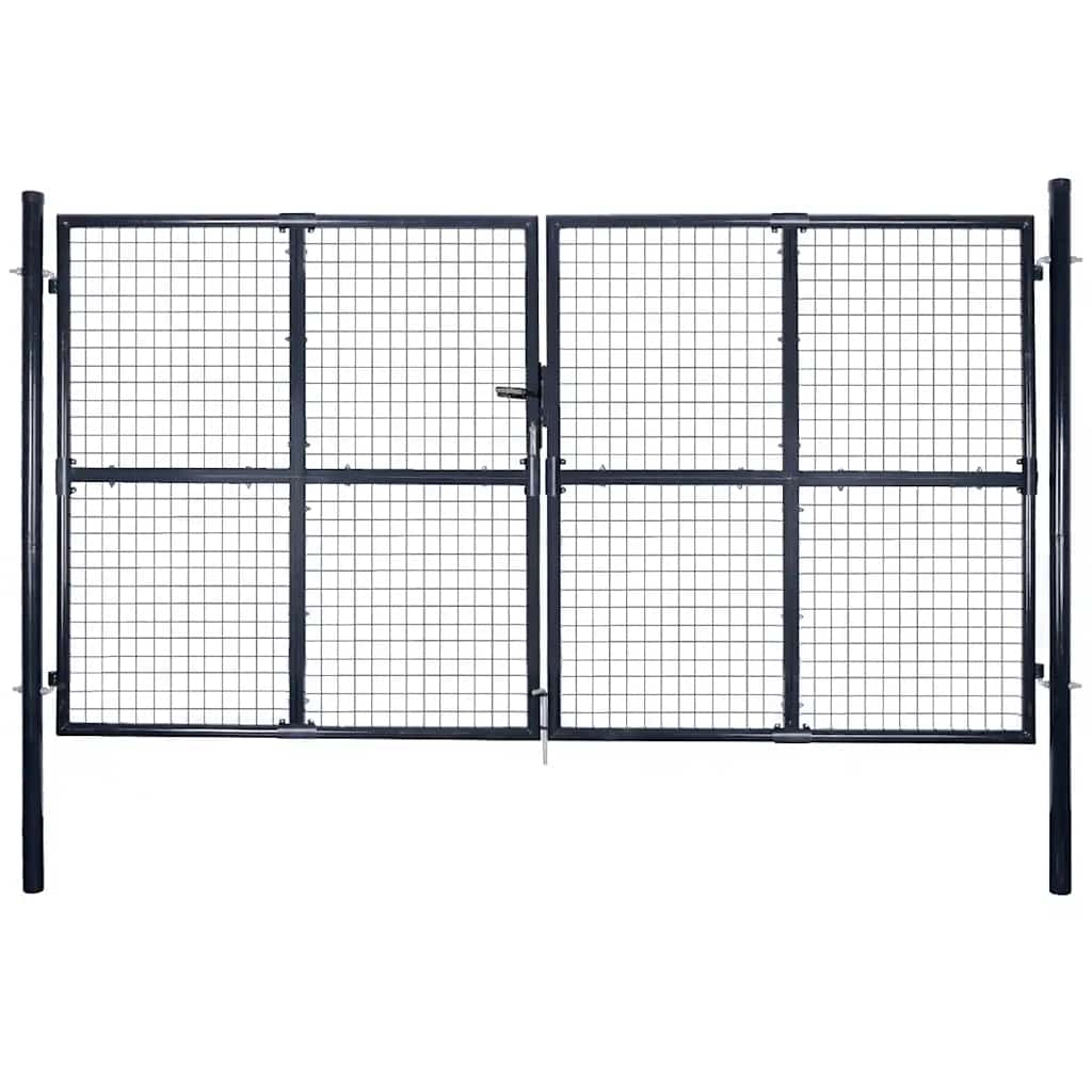 Maschen-Gartentor verzinkter Stahl 300 x 175 cm Grau