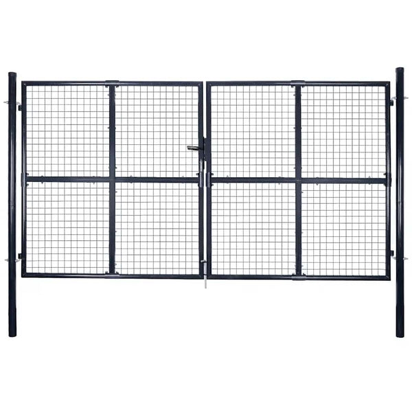 Maschen-Gartentor verzinkter Stahl 300 x 175 cm Grau
