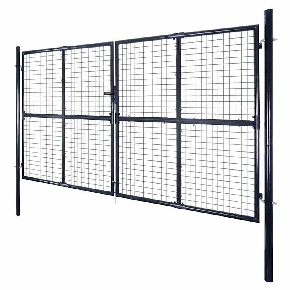 vidaXL Mesh Garden Gate Galvanized Steel 300 x 175 cm Gray