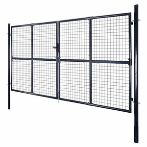 Maschen-Gartentor verzinkter Stahl 300 x 175 cm Grau