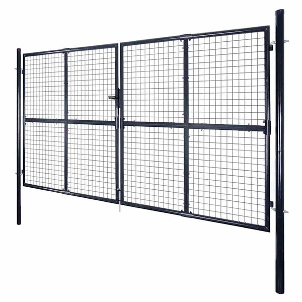 Maschen-Gartentor verzinkter Stahl 300 x 175 cm Grau