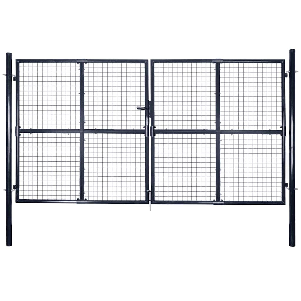vidaXL Mesh Garden Gate Galvanized Steel 300 x 200 cm Gray