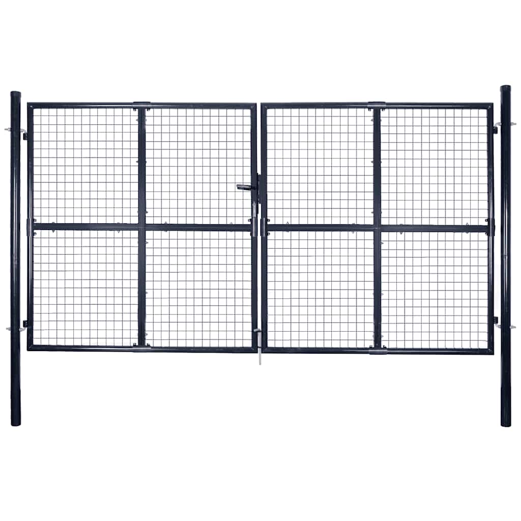 Maschen-Gartentor verzinkter Stahl 300 x 200 cm Grau
