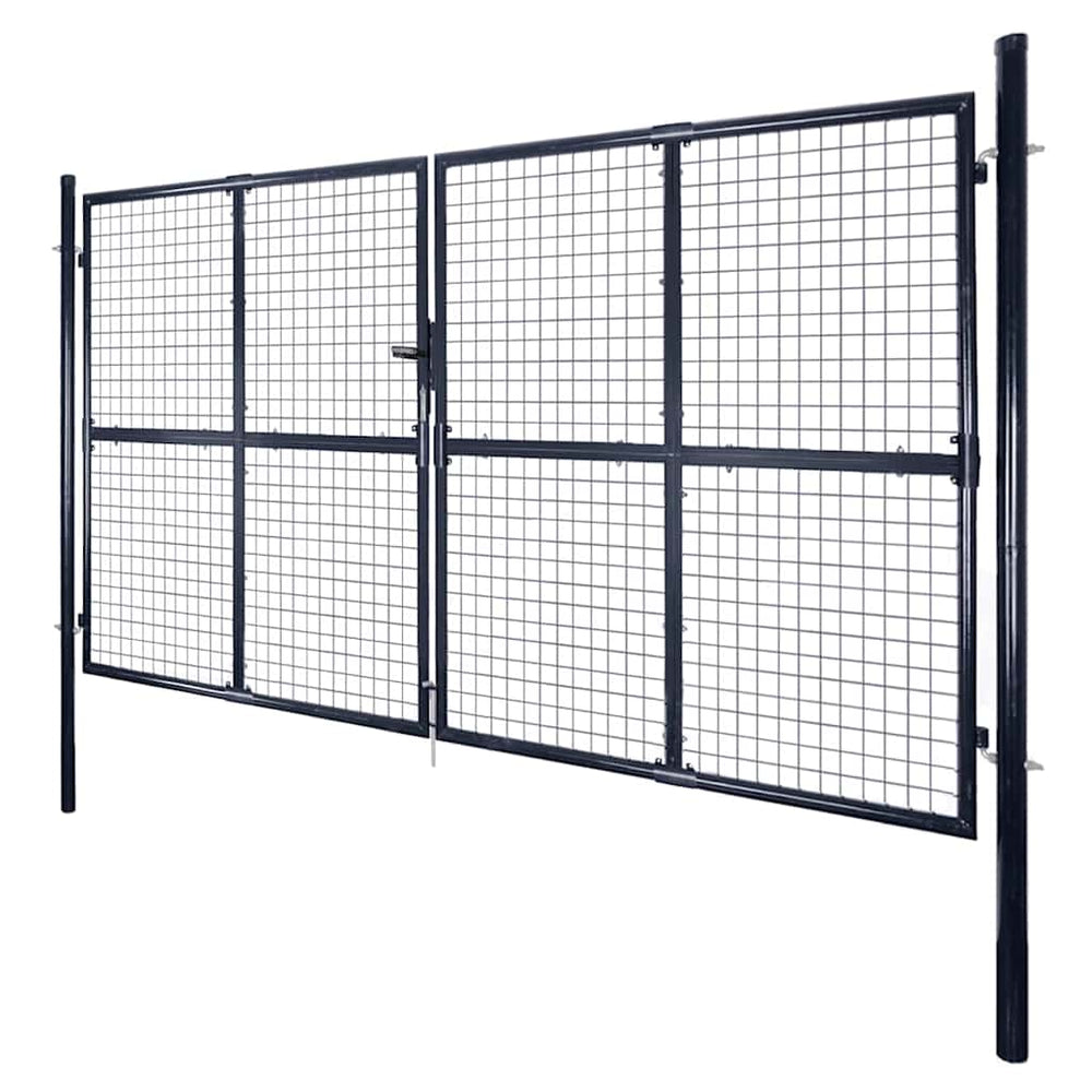 vidaXL Mesh Garden Gate Galvanized Steel 300 x 200 cm Gray
