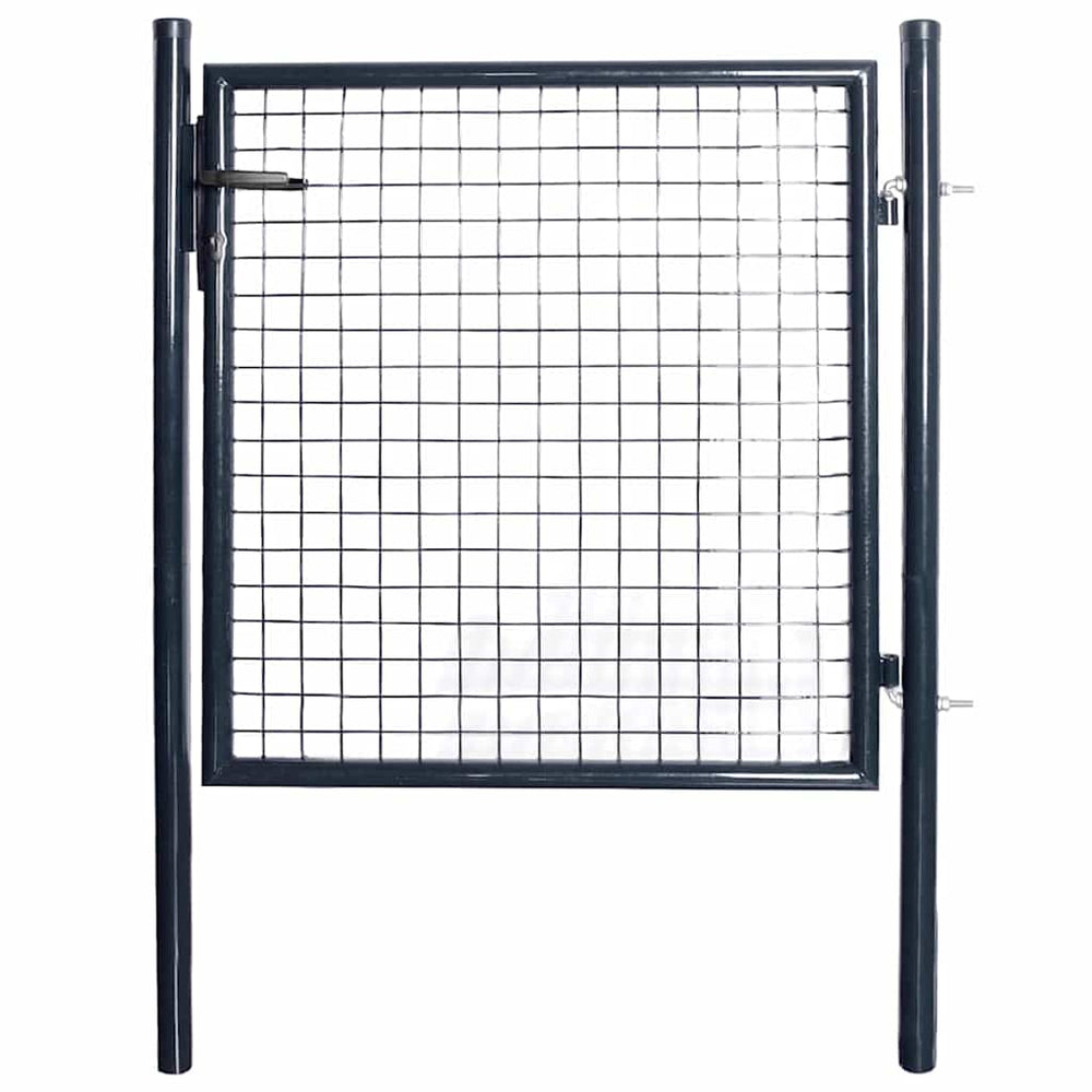 vidaXL Mesh Garden Gate Galvanized Steel 100 x 100 cm Gray