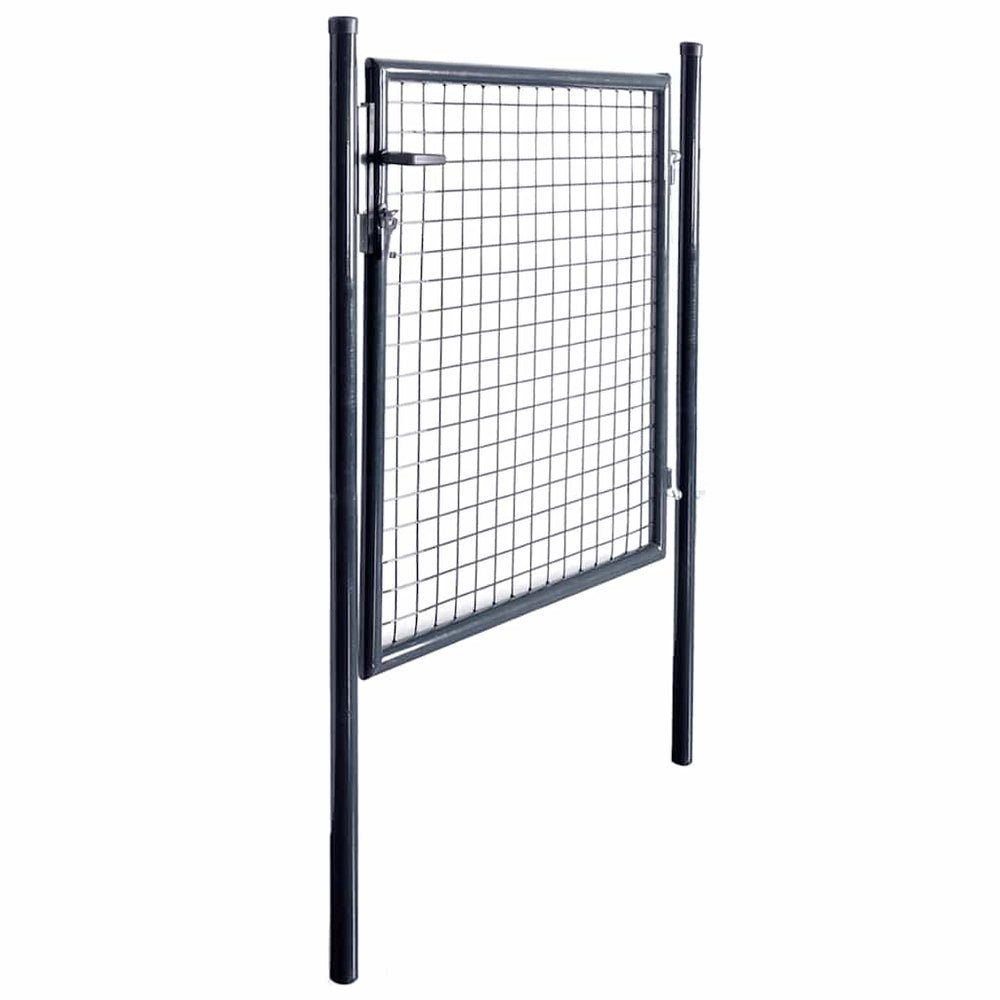 vidaXL Mesh Garden Gate Galvanized Steel 100 x 100 cm Gray