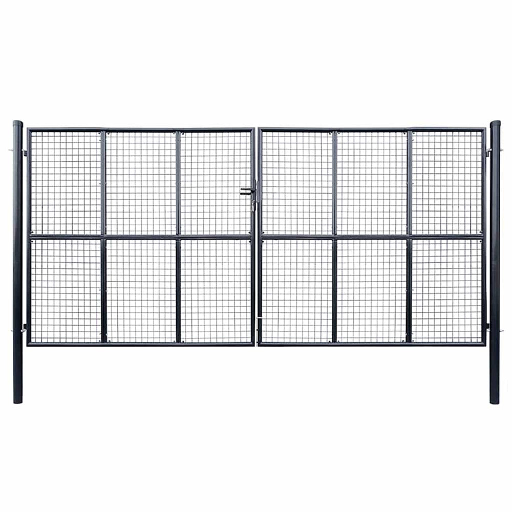 vidaXL Mesh Garden Gate Galvanized Steel 400 x 175 cm Grey