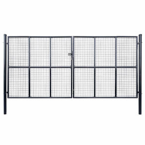 Maschen-Gartentor verzinkter Stahl 400 x 175 cm Grau
