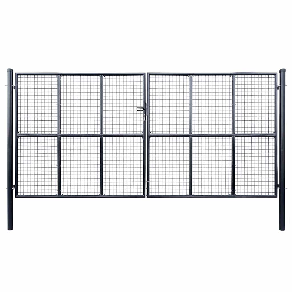 Maschen-Gartentor verzinkter Stahl 400 x 175 cm Grau