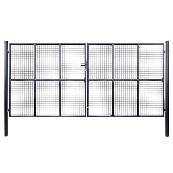 Maschen-Gartentor verzinkter Stahl 400 x 175 cm Grau
